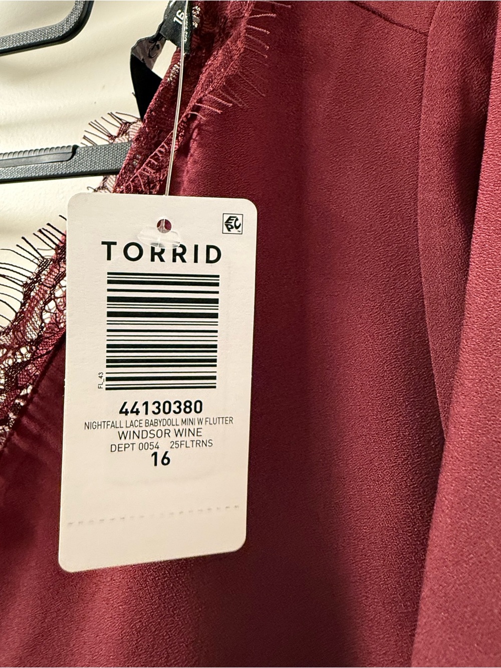 Torrid Nightfall Lace Babydoll Mini Dress Windsor Wine Size 16 - Picture 5 of 5